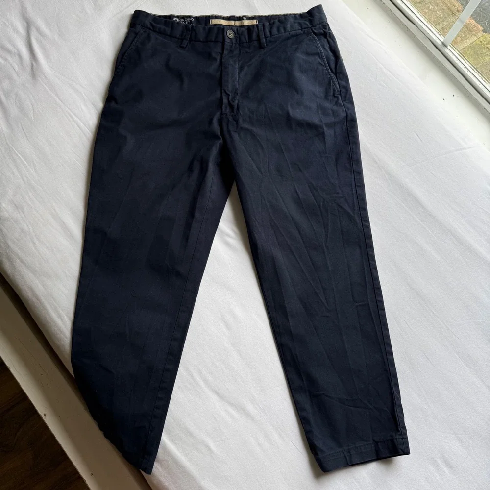 Banana Republic Lived-In Chino Athletic Fit Navy Blue Pants 34x30 Stretch Cotton
